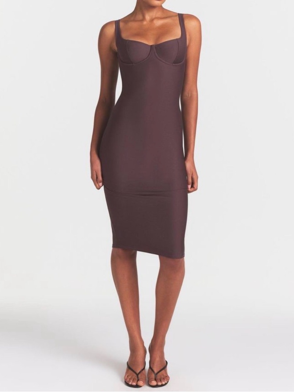 SKIMS body long dress in Raisin (Muted Plum)